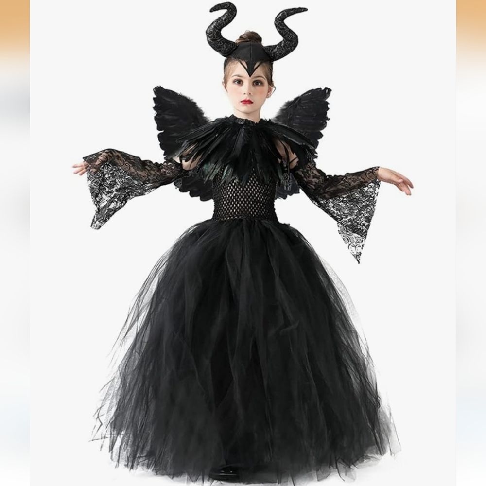 Enchanting Black Fairy Maleficent Costume for Kids